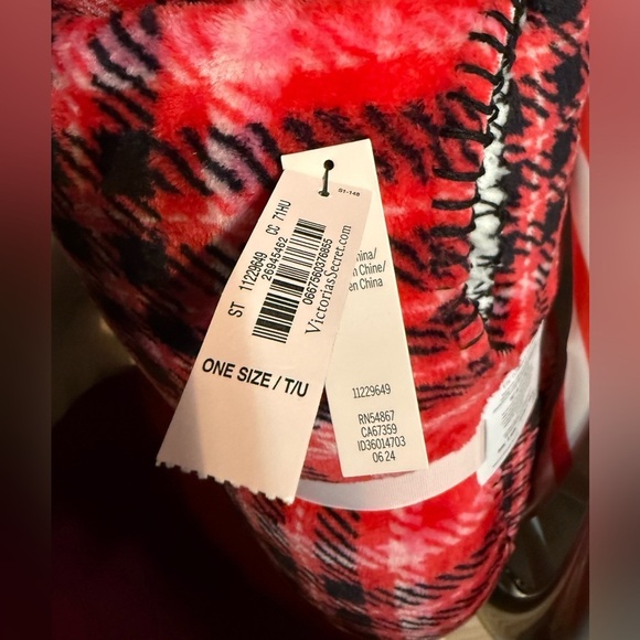 Victoria's Secret Red Plaid Blanket - Picture 2 of 3
